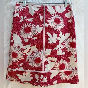 Ann Taylor LOFT red/white floral tube style skirt